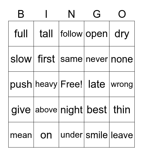 Untitled Bingo Card