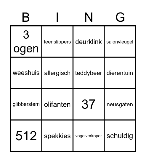 L4: Bethany en het beest Bingo Card