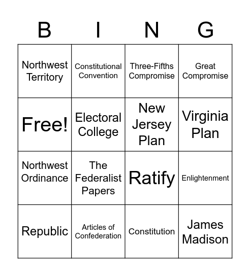 Creating The Constitution Less 8 Bingo Card