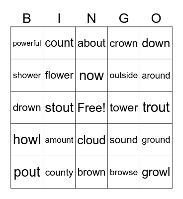 OOU/OW Bingo Card