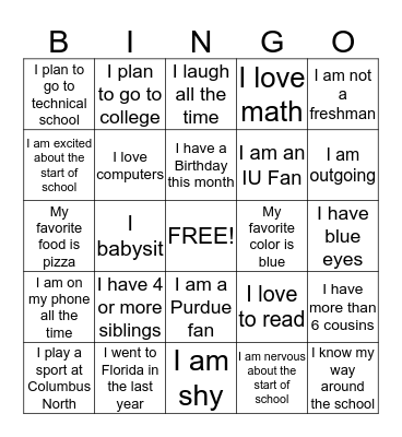 Get to Know Each Other Bingo Card