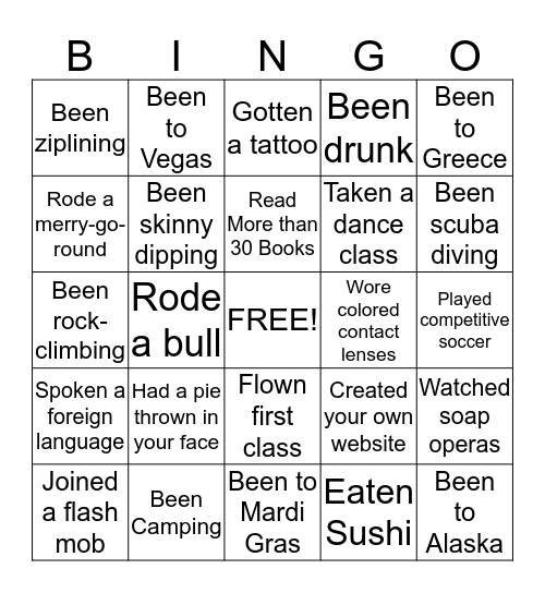 Ice Break Bingo - Have you ever Bingo Card