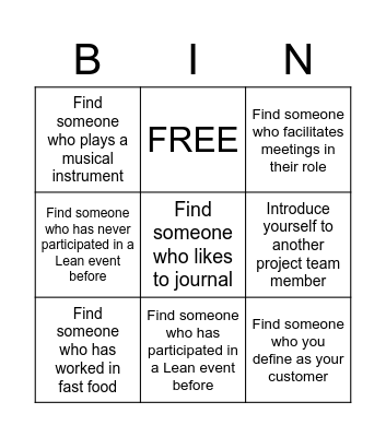 Conversation Bingo Card