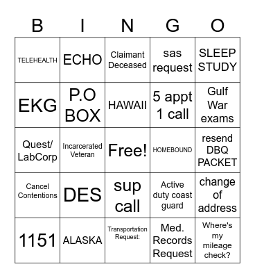 VAO BINGO Card