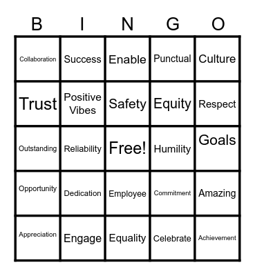 Employee Appreciation!!! Bingo Card