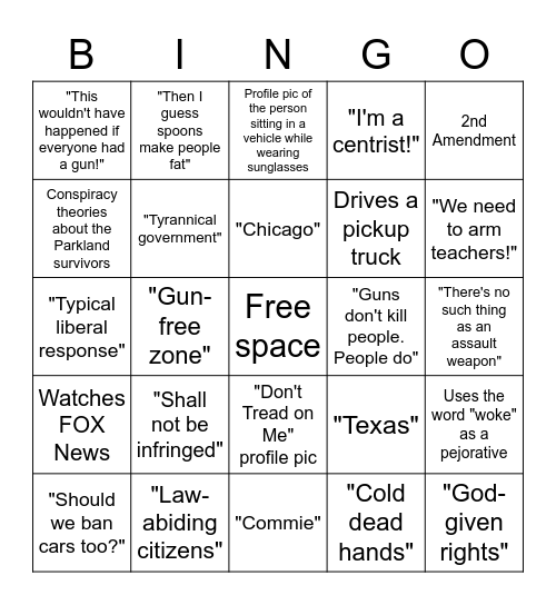 Gun Nut Bingo Card