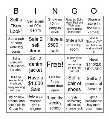 Spring Sale Bingo Card