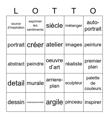 L'art Bingo Card