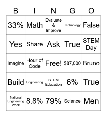 STEM Bingo Card