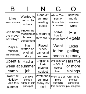 Find Someone Who!!! Bingo Card