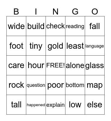 High Frequency D4 Bingo Card