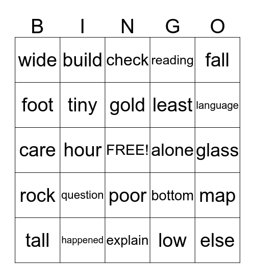High Frequency D4 Bingo Card