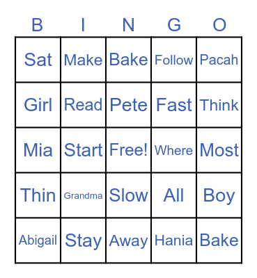 Game Bingo Card