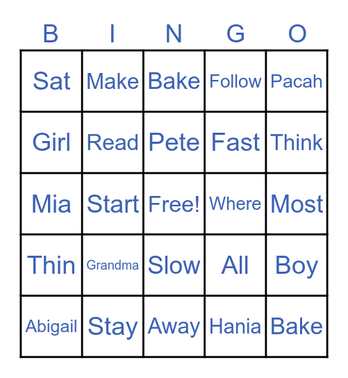 Game Bingo Card