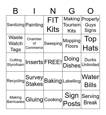 Vocational Bingo Card