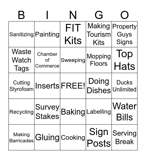 Vocational Bingo Card