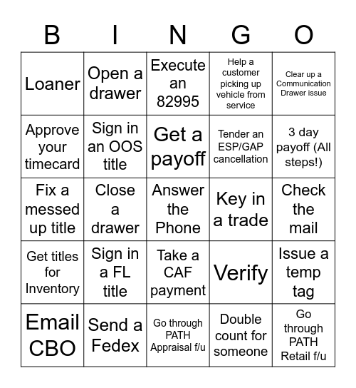BOA Bingo Card