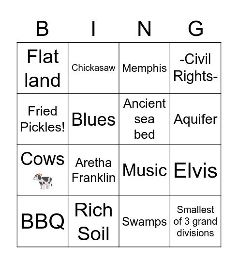 😎West Tennessee!🤩 Bingo Card