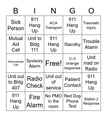 Dispatch Bingo Card