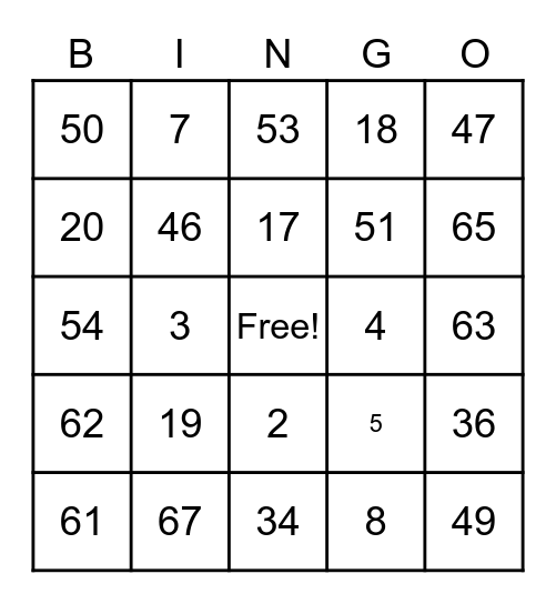 Brown Family Bingo Card