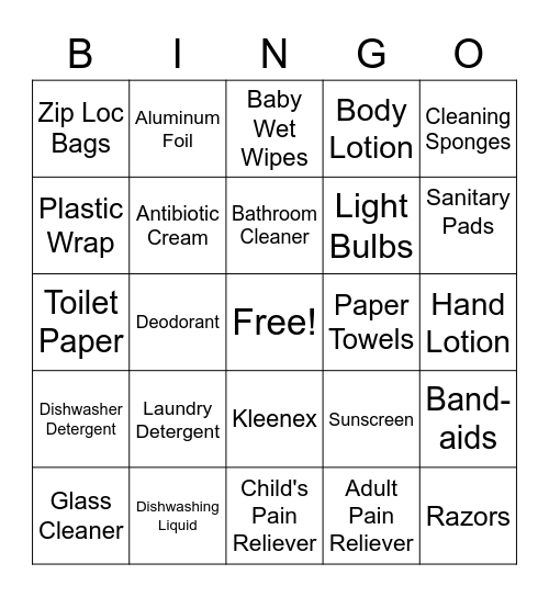 Bridge Community Donation Bingo Card