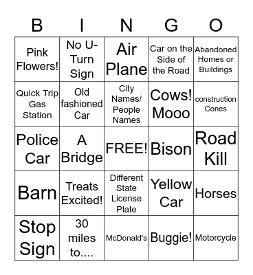 Wisconsin Bound! Bingo Card