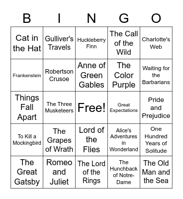 Famous Book Bingo Card