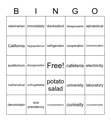 Untitled Bingo Card