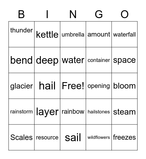 Water Bingo Card