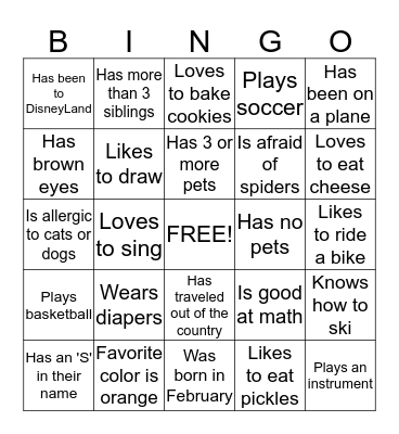 Find Someone Who... Bingo Card