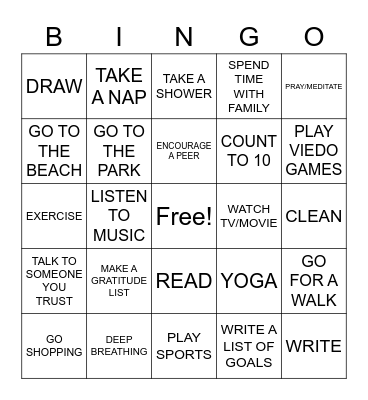 COPING SKILLS Bingo Card