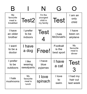 Ice breaker Bingo Card