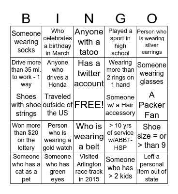 Sales Processing Team Bingo Card