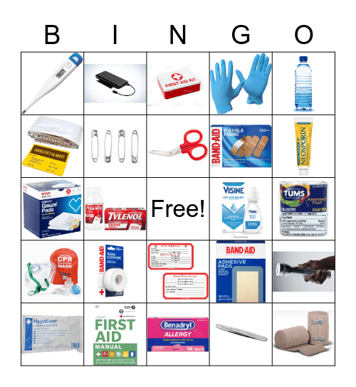 First Aid Supply Bingo Card