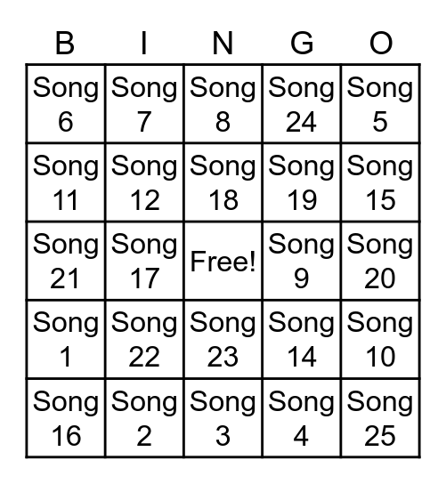 Test Singo Bingo Card