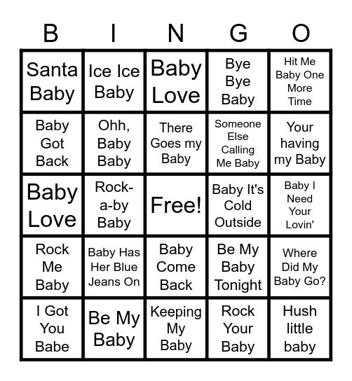 Aniston's Baby Shower Bingo Card