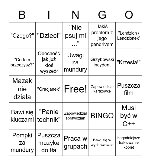 Łysy Bingo Card