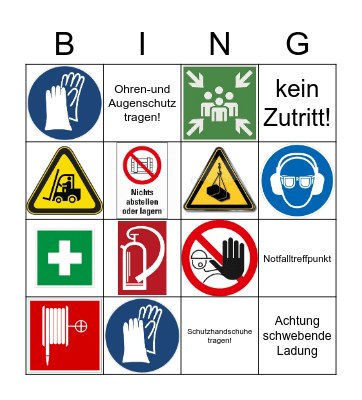 Warehouse Safety - symbols and signs Bingo Card