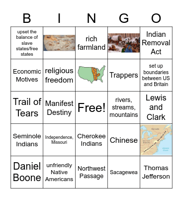 Westward Expansion Bingo Card