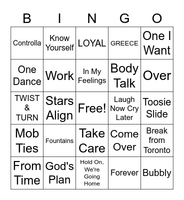 OVO Music Bingo Card