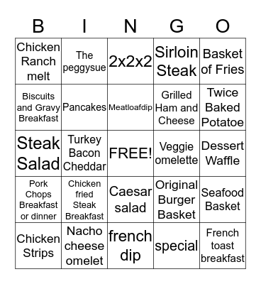 cooks Bingo Card