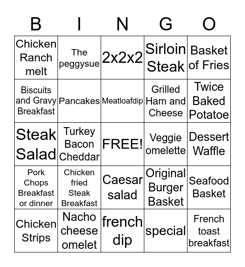 cooks Bingo Card
