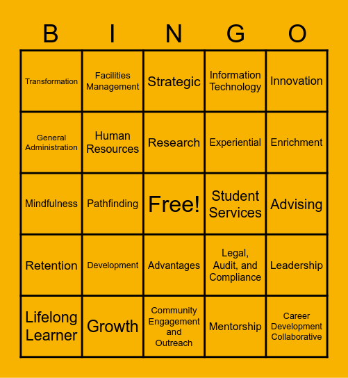 Career Communities Bingo! Bingo Card