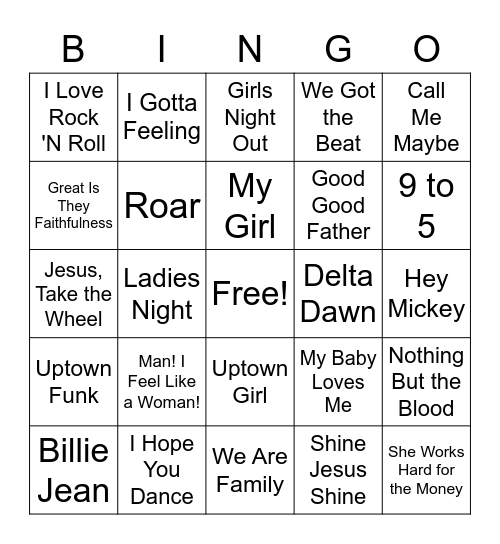 Ladies Night Bingo Card