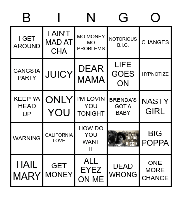 TUPAC VERZUZ BIGGIE Bingo Card