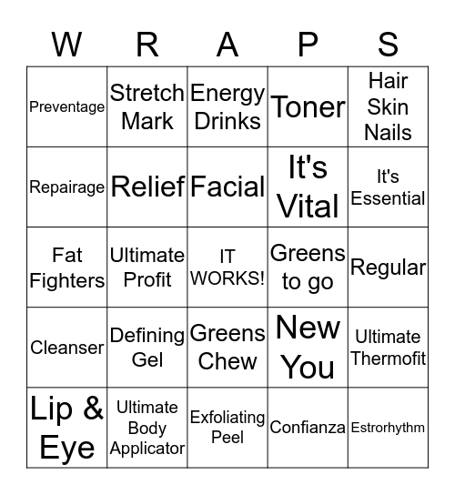 Have you tried that Crazy Wrap Thing? Bingo Card