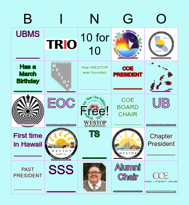 WESTOP NEW Members/Alumni Reception Bingo Card