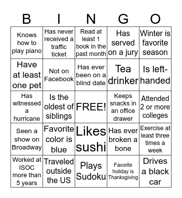 ISOC Bingo Card