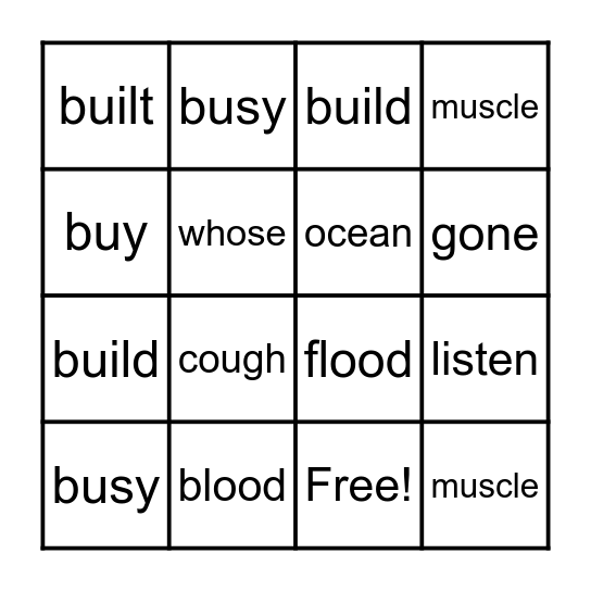 Camera Words 2 Bingo Card