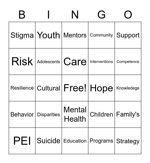 PEI BINGO Card